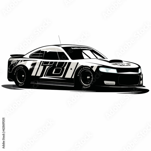 nascar silhouette, isolated on a white background, Vector illustration, racing car