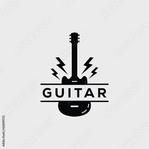 silhouette guitar or electric bass logo vector illustration design