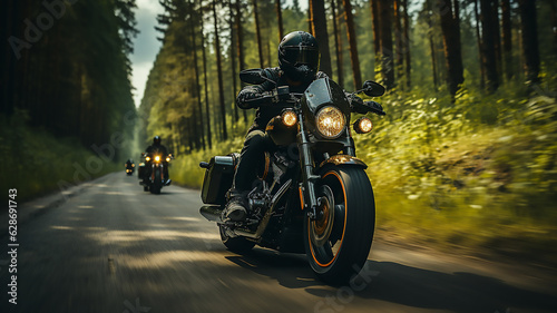 motorcycle riders ride together group of friends on road on motorcycle