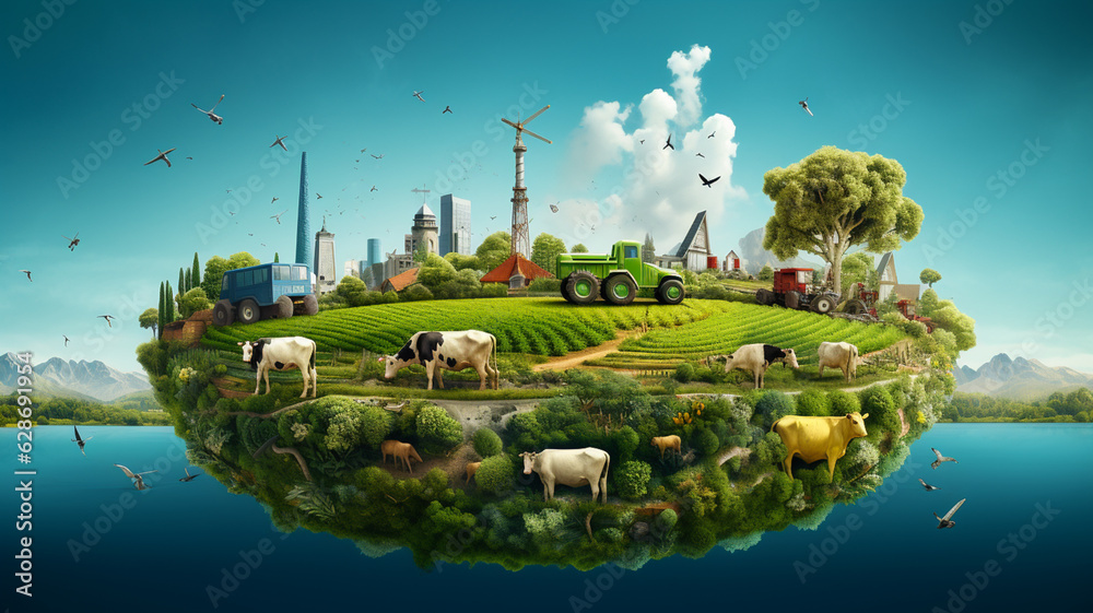 World farming and agriculture day, illustration concept of sustainable development goals and ecology