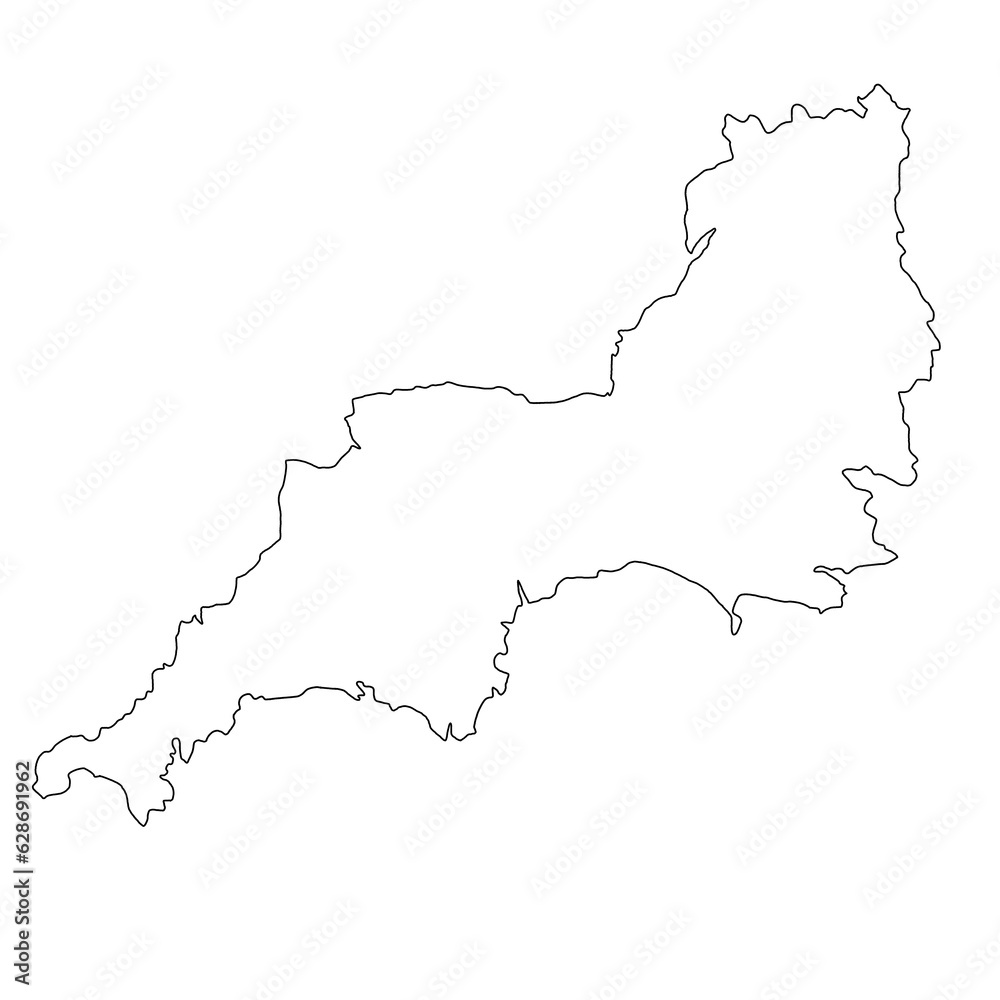outline map of South West England is a region of England, with borders.