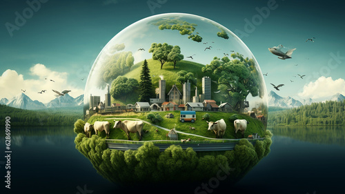 World farming and agriculture day, illustration concept of sustainable development goals and ecology photo