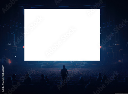 Big cinema with empty screen mockup
