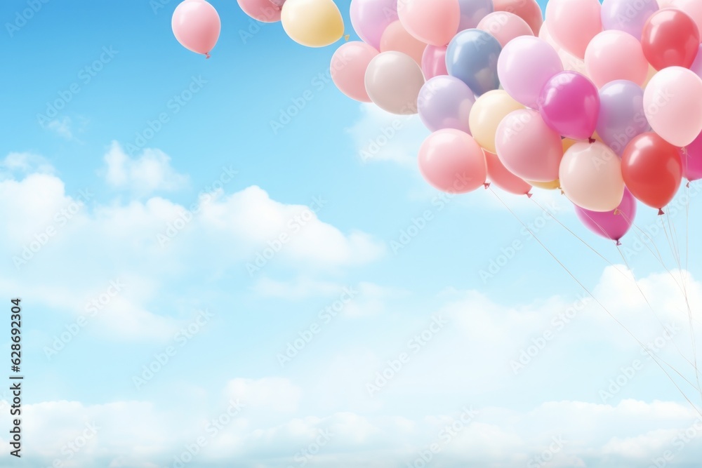 3D background with balloons and copy space
