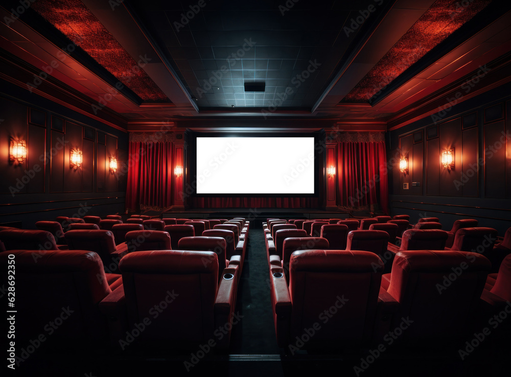 Big cinema with empty screen mockup Big cinema with empty screen mockup