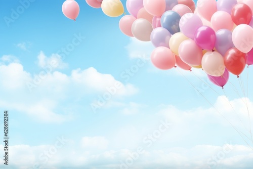 3D background with balloons and copy space