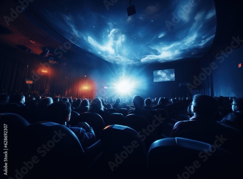 Big cinema with empty screen mockup