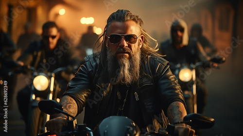 Fotografia motorcycle rider biker, portrait mature man