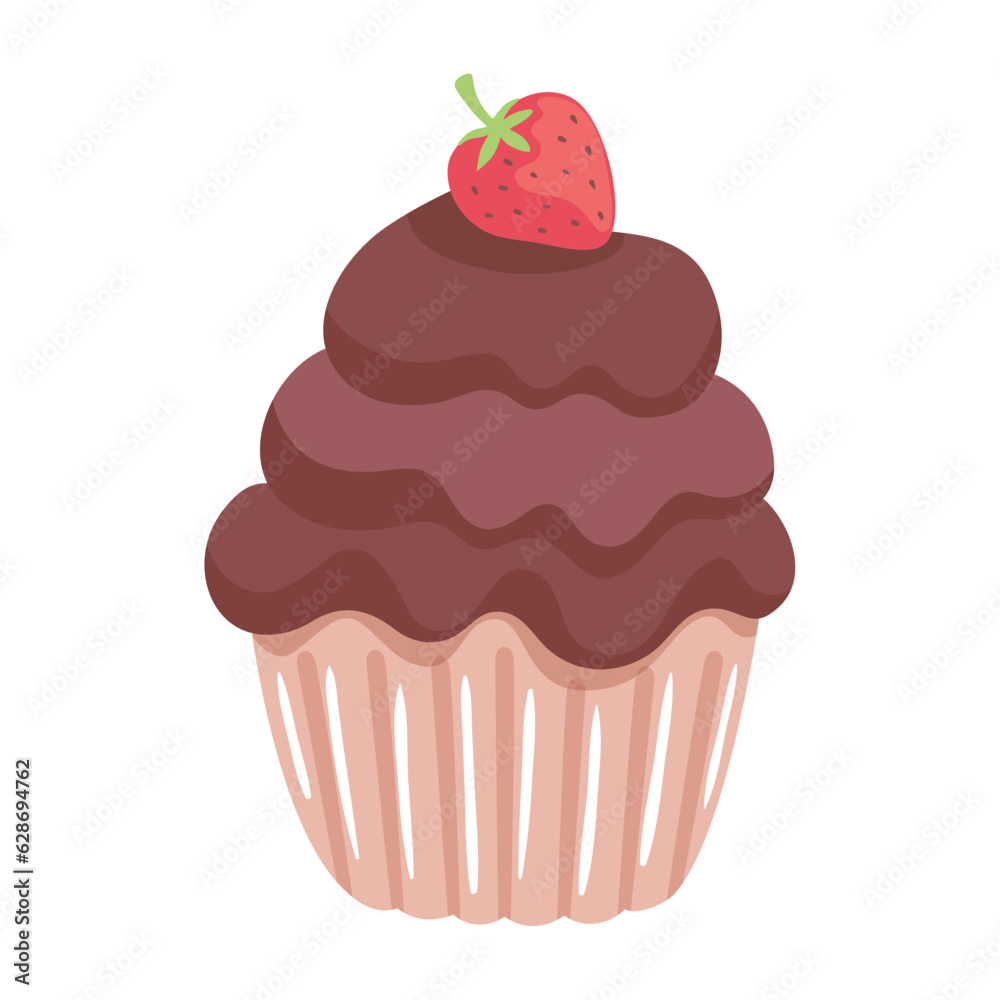 chocolate cupcake with fruit icon chocolate cupcake with fruit icon