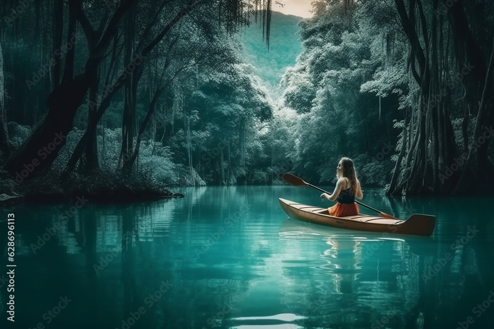 Fototapeta premium person in canoe