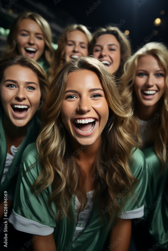 portrait of excited football or soccer fans watch the game cheering portrait of excited football or soccer fans watch the game cheering