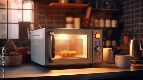 A modern microwave in the kitchen photo