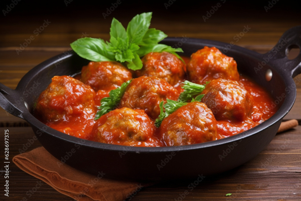 Meatball with tomato sauce generative AI
