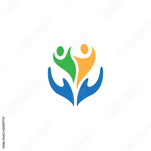 Children care logo design with hands combination
