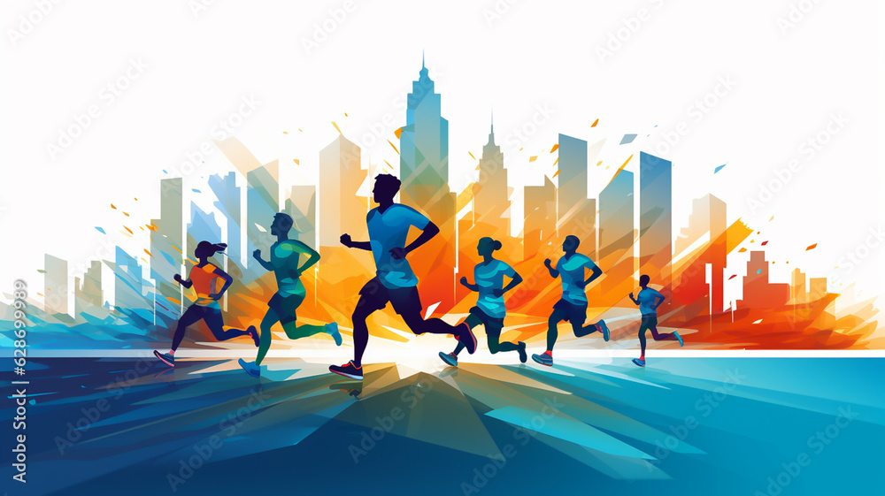 World running jogging and marathon day sports and healthy living promotion Stock Illustration Adobe Stock