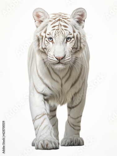 Albino tiger with stripes predator jungle forest taiga