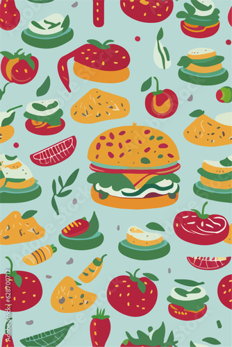 Satisfying Snacks, Vector Illustration of Burger Ingredients