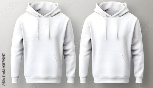 Realistic Detailed 3d Blank White Hoodie Mockup, Vector Illustration ai generated