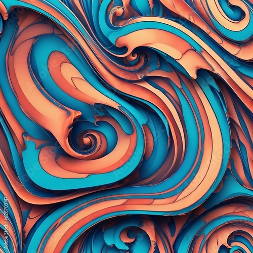 A captivating, abstract pattern of shapes and colors, rendered in a wavy, distressed texture