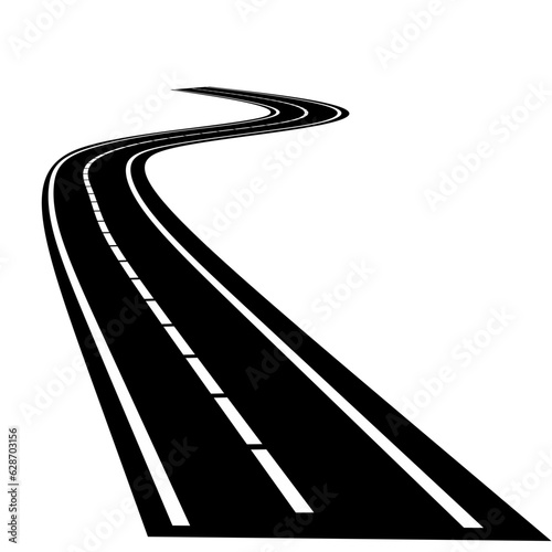 Vector winding asphalt road