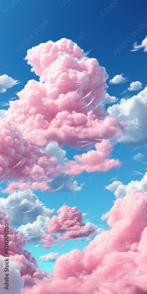 single cloud against a gradient sky for a serene mobile wallpaper. Generative AI