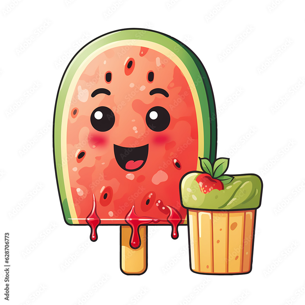 Obraz premium Watermelon Popsicle On A Stick Clipart