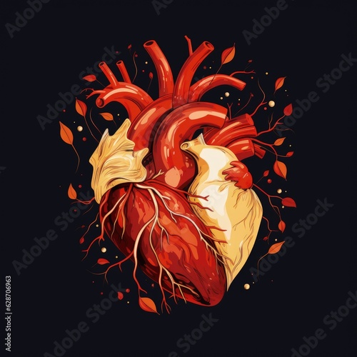 realistic heart illustration. Generative AI