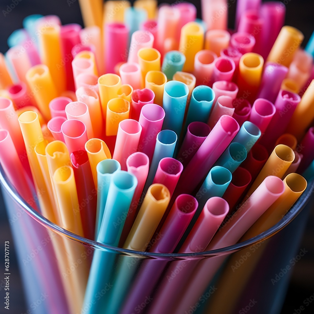 A bunch of colorful straws. Generative AI. A bunch of colorful straws. Generative AI.