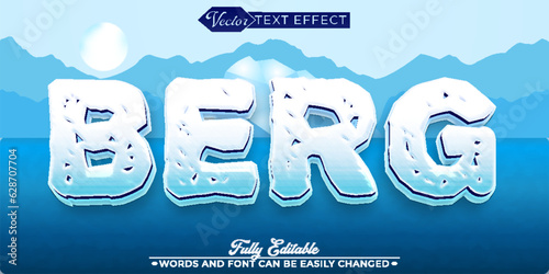 Cartoon Frozen Ice Berg Vector Editable Text Effect Template