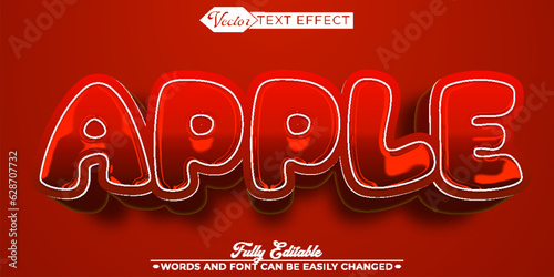 Cartoon Red Apple Editable Text Effect Template
