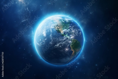 青い地球 Generative AI AI画像 © NO