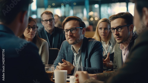 Businessmen discussing at a conference