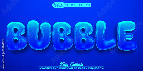 Blue Bubbles Vector Editable Text Effect Template