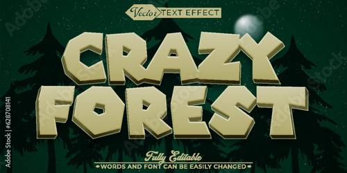 Cartoon Crazy Forest Vector Editable Text Effect Template