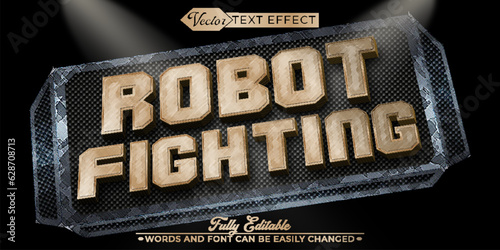 Robot Fighting Rusty Metal Vector Editable Text Effect Template