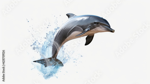 Dolphin jumping out of water, dolphin isolated on white background, dolphin jumping isolated on white.