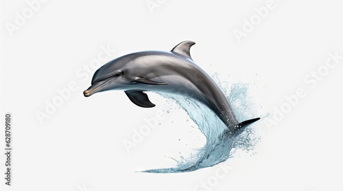 Dolphin jumping out of water  dolphin isolated on white background  dolphin jumping isolated on white.