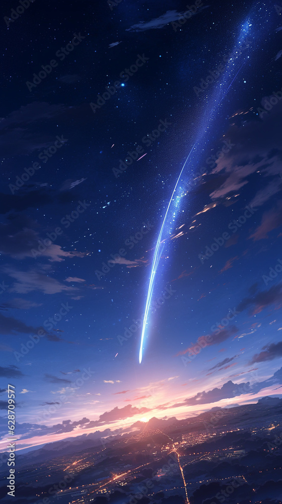 夜空と彗星　アニメ風