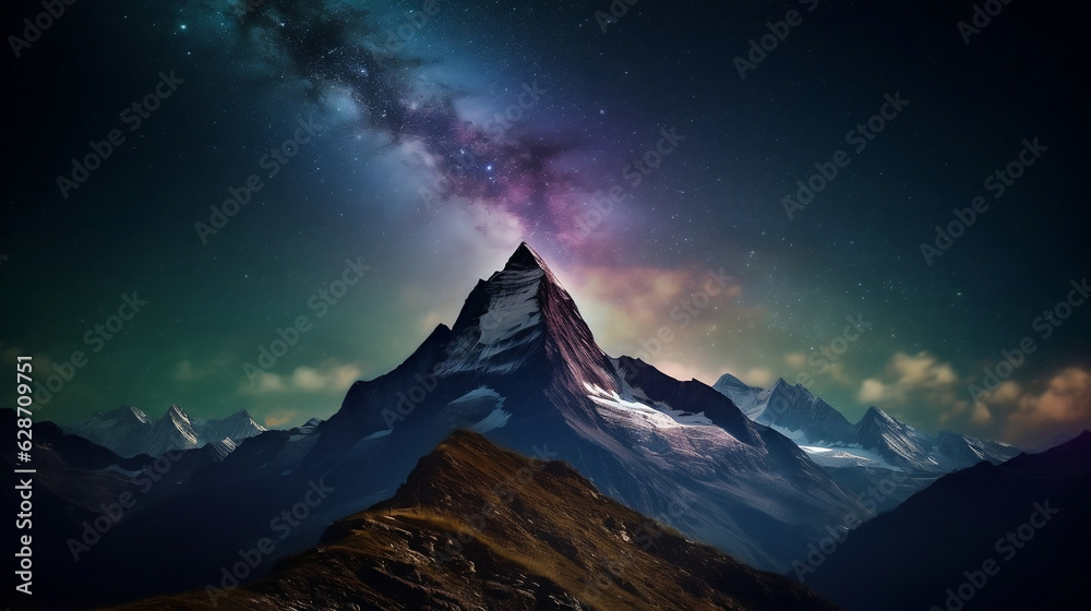 Mountain night landscape, illustration