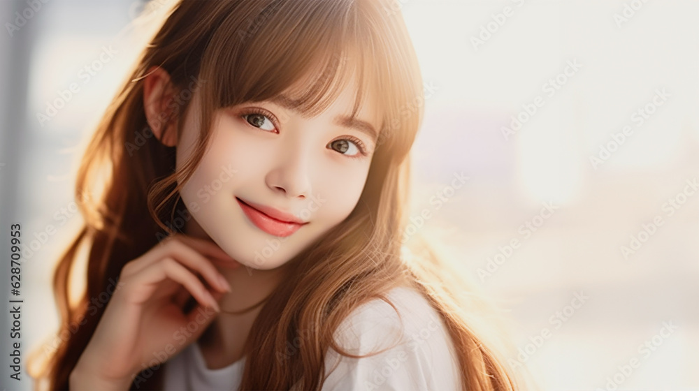 かわいい笑顔の女性 かわいい笑顔の女性