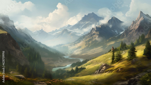 Mountain landscape, illustration © jirasin