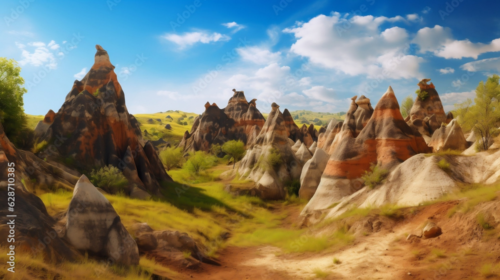 Landscapes with rock formations, illustration