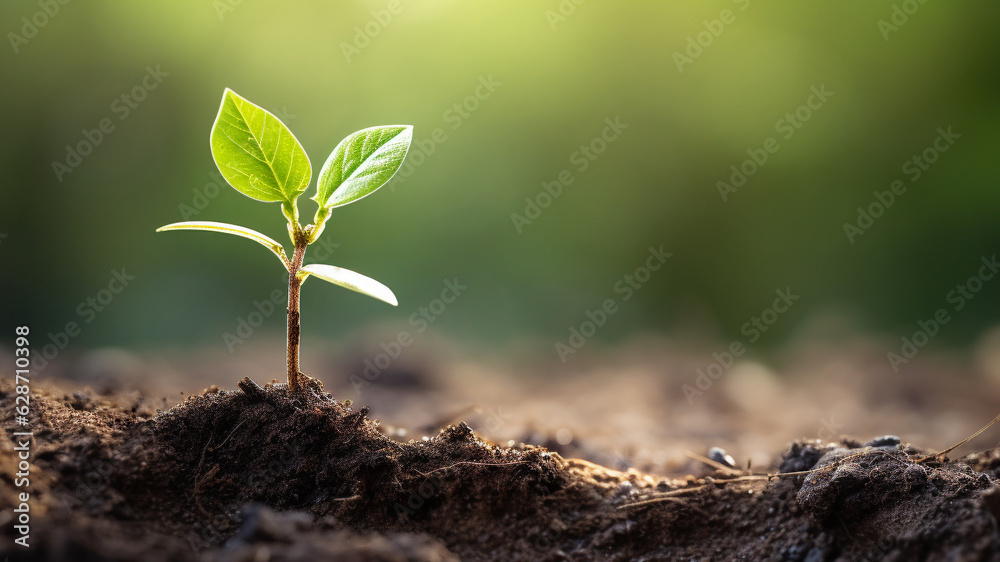 sapling in soil. growth and start up concept. generative AI sapling in soil. growth and start up concept. generative AI