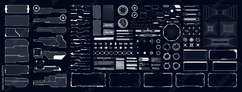 Universal Cyberpunk futuristic user interface - Sci-fi elements, HUD ...