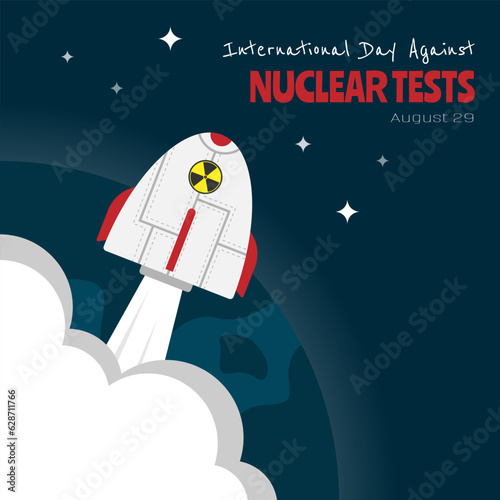 International Day Against Nuclear Tests greetings with a cute bomb launches