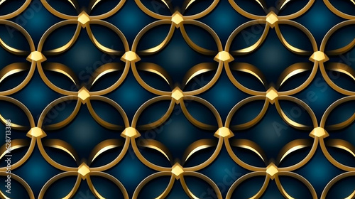 Seamless pattern with gold lines. Generative AI.