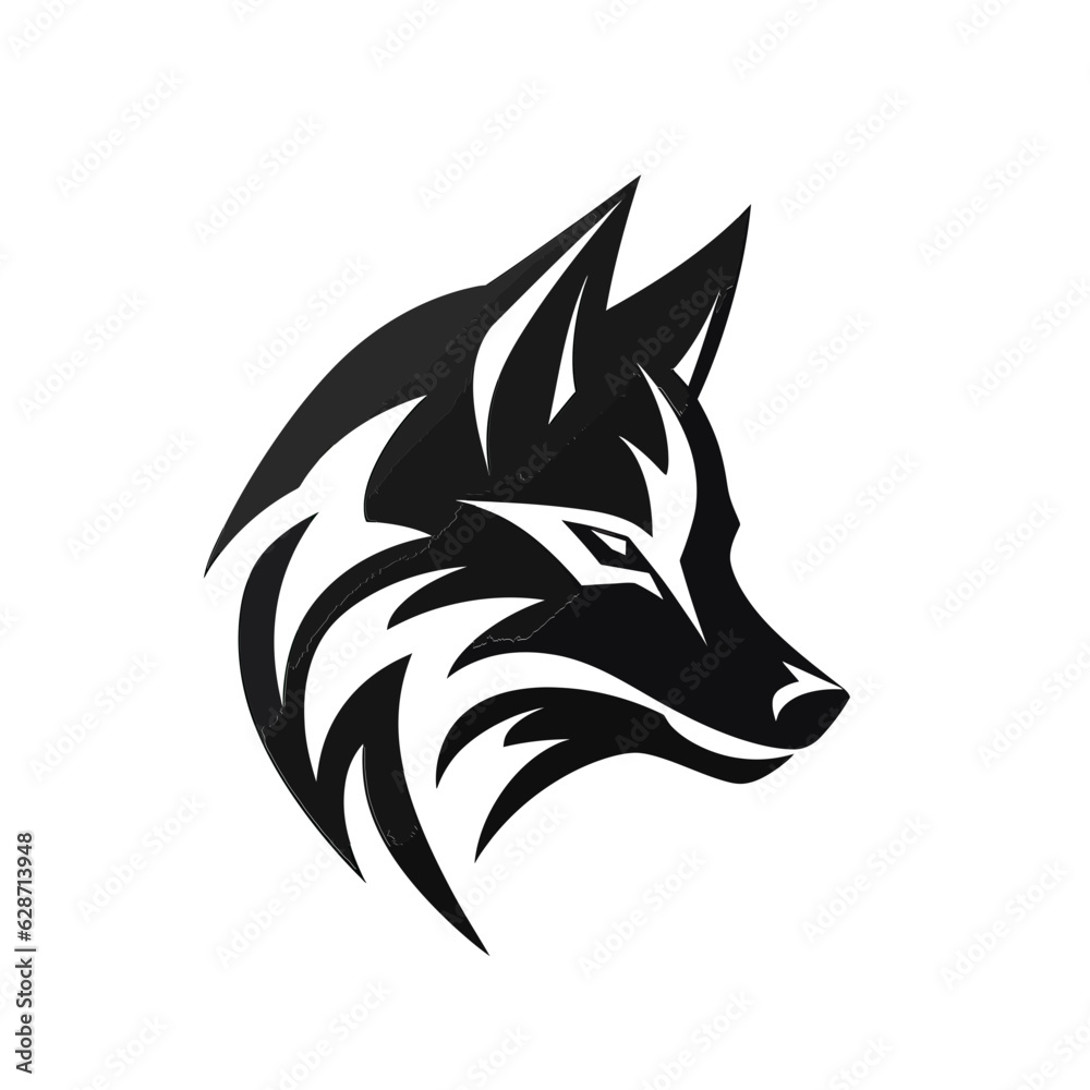 Vector logo of wolf, minimalistic, black and white Vector logo of wolf, minimalistic, black and white