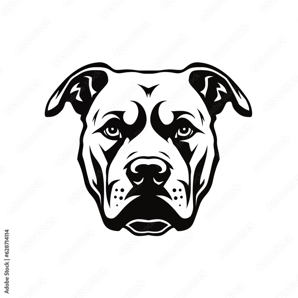 Vector logo of pitbull, minimalistic, black and white Vector logo of pitbull, minimalistic, black and white
