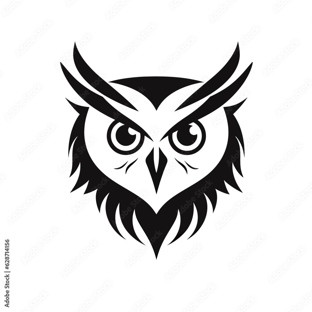 Vector logo of owl, minimalistic, black and white Vector logo of owl, minimalistic, black and white
