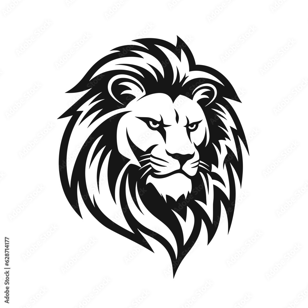 Vector logo of lion, minimalistic, black and white